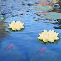 Artificial Floating Foam Lotus Flowers,With Water Lily Pad Ornaments, White,Perfect for Patio Pond Pool Aquarium Home Garden Wedding Party Holiday Decoration