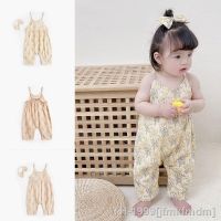 ☌✳☎ Infantil da criança do bebê menina estilingue sem mangas macacão geral com bowknot vintage flroal impressão colete playsuit conjunto