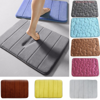 Home Bath Mat Coral Fleece Bathroom Car Water Absorption Non-slip Memory Foam Absorbent Washable Rug Toilet Floor Mat