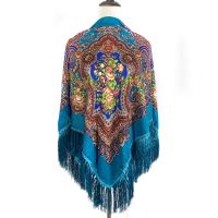 【CC】™┋  135x135cm Russian Scarf Luxury Floral Print Bandana Shawl Ethnic Blanket Handkerchief Babushka Scarves