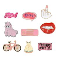 Cartoon Pink Collection Enamel Pins Bike Umbrealla Lips Dress Sheep Brooches Lapel Pin Custom Badge Creative Gift for Girl Women