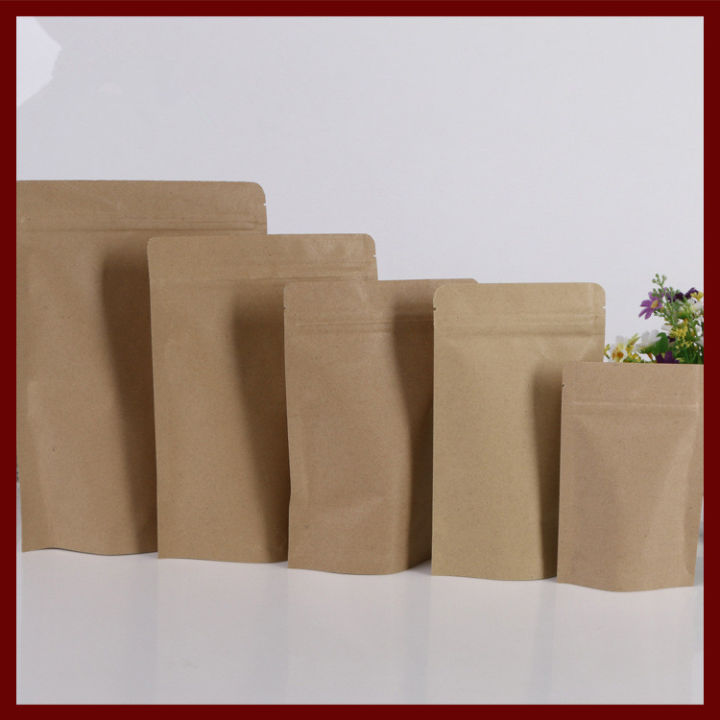 15-21-4-50ชิ้นziplockซีลถุงกระดาษคราฟท์ยืนขึ้นปิดผนึกกระเป๋าสำหรับของขวัญขนมและอาหารชาขายปลีกแพคเกจกระดาษ-zptcm3861