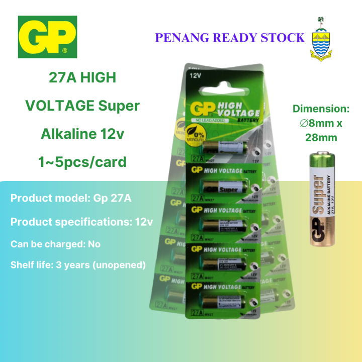 Gp 27A Original High Voltage Super Alkaline Battery 12v MN27 A27 A27G ...