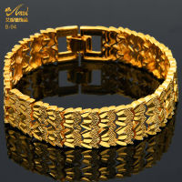 Trendy Plated 24K Gold Multi Shape Punk Bracelet Curb Cuban Chain Gold Color Couple Bracelets Bangle For Men Women Jewelry Gifts