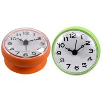 2x 7cm Waterproof Kitchen Bathroom Shower Clock Suction Cup Sucker Wall Orange &amp; Green