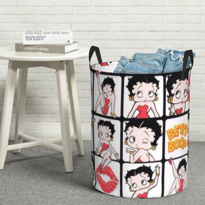 betty-boop-ตะกร้าผ้ากันน้ำ-oxford-ตะกร้าที่เก็บเสื้อผ้าสกปรกในห้องน้ำตะกร้าผ้ากันน้ำที่ใช้ในครัวเรือนตะกร้าผ้า