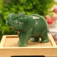 Green Aventurine Jade Ston Lucky Elephant Fortune Feng Shui Statue Figurine Office Ornament Chakra Healing Stones Statue Decor