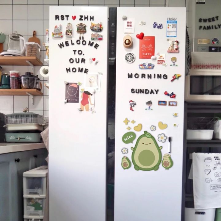 อะโวคาโด-ตู้เย็นที่บ้าน-ตกแต่งผลไม้-สติ๊กเกอร์ติดตู้เย็นลบได้-บุคลิกภาพ-สติ๊กเกอร์แม่เหล็กสร้างสรรค์-sj6389-qc8191605