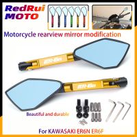 Universal Motorcycle mirror CNC side Rearview Blue Anti-glare For KAWASAKI ER6N ER6F ER-6N