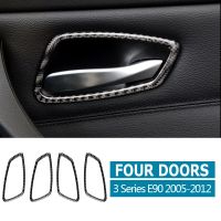 Real Carbon Fiber Car Interior Door Handle Frame Sticker Trim Car Accessories For BMW E90 E92 3 Series 320i 325i 2005-2012