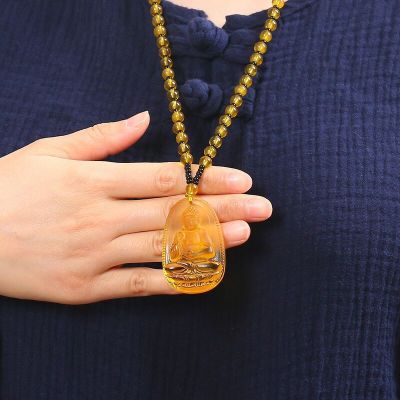 [Buy one and give six] Yellow crystal zodiac male and female pendant necklace jewelry H71M
