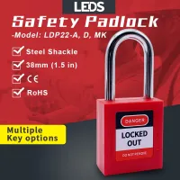 Lockout Padlock 38mm ABS Engineering Plastic Insulation Steel Shackle Isolation Security Red LOTO Lock With Key LEDS LDP22