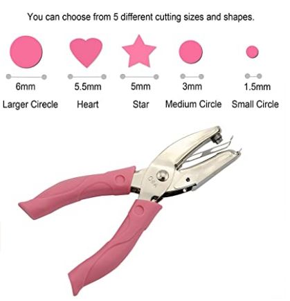 Single Hole Punch Paper Puncher with Pink Grip（Large Circle） 