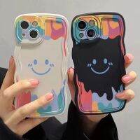 [2023สุดฮอต] เคสโทรศัพท์ไอศครีมฤดูร้อนหน้ายิ้มสำหรับ iPhone 14 13 12 11 Pro Max 13 Mini XR XS Max 7 8 6S Plus เคสซิลิโคนขอบคลื่นน่ารัก