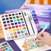 รูปวาดสีน้ำทึบที่เหนือกว่า36/48/100สีชุดกล่องเหล็กปากกาแปรงกวาดน้ำกราฟฟิตีการวาดภาพศิลปะอุปกรณ์ศิลปะ HB-049