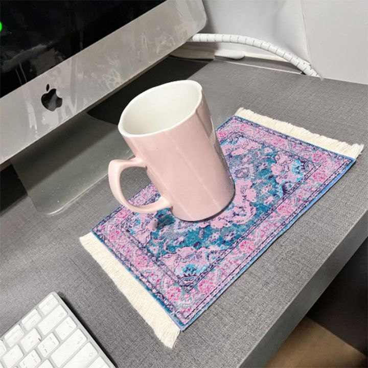persian-mini-woven-carpet-pad-mouse-pad-asian-vintage-style-carpet-pattern-coaster-laptop-mat-tassel-home-table-decoration-craft