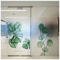 Custom Size Static Cling Decorative Window Film Fresh Plants Privacy Protection Glass Film For Bathroom Kitchen Home Decor Window Sticker and Films