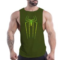 2023 Summer MenS Street Sports Style Basketball Sleeveless Vest T-Shirt Style Top Spider Print Round Neck Simple Breathable