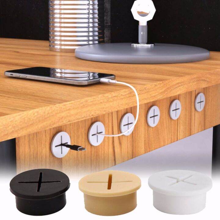 SEJIE Silicone Round Office For USB PC Computer Desk Port Desktop Desk Cord Grommet Wire