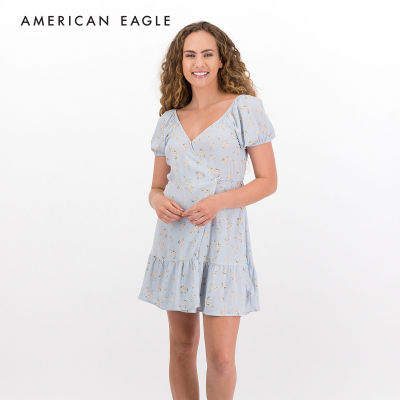 American Eagle Puff-Sleeve Wrap Dress ชุดเดรส ผู้หญิง (EWDR 039-6076-401)