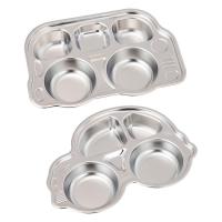 Stainless Steel Divided Plates Unbreakable Dinner Plates for Kids Cute Shape Kids Divided Plates for Picky Eaters Lunch Camping original