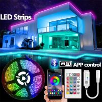 {ItalyNest shop}ริบบิ้นเทปแถบไฟ LED แสง RGB 20M ตัวควบคุมบลูทูธ5050,ริบบิ้นด้วยรีโมท IR สำหรับงานปาร์ตี้ที่บ้านด้วยแอป Wifi