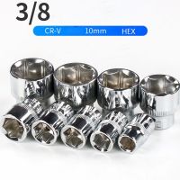 3/8 Hex Socket Wrench Head 10mm Drive Anti-rust Allen Key 6mm-24mm Socket Set Adapter Torque Spanner Auto Repair Tool 28mm Long