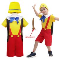 Pinocchio Costume for Kids Boys Disney Funny Pinocchio Cosplay Costumes Child Clothes Free Nose Halloween Uniform for Kid