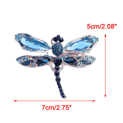 Shiqinbaihuo เข็มกัดพลอยเทียมแมลงปอเครื่องประดับวินเทจเข็มกลัดคริสตัล Pin Accessories