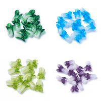 20pcs Cabbage Handmade Lampwork Beads Loose Glass Beads for DIY Crafts Jewelry Making Earrings 6 Color 19 21x12 14mm Hole: 1.6mm