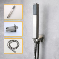 Bathroom Shower Set Brushed Nickel Stainless Steel Matt Silver Round Square Hand Shower High Pressure with Holder 1.5m Hose