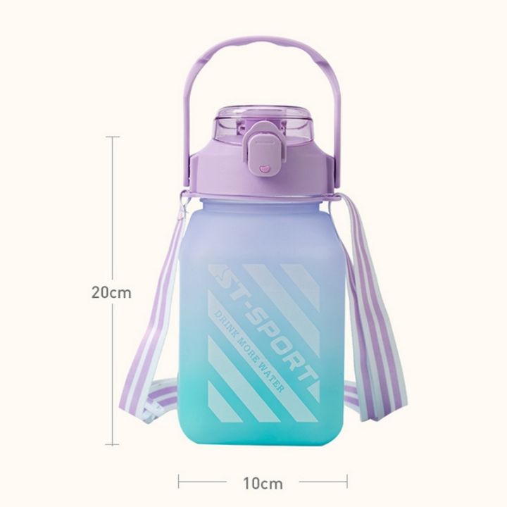 hot-1300ml-creative-candy-jar-ขวดน้ำสแควร์พร้อมฟางความจุขนาดใหญ่-gradient-สีนักเรียนแบบพกพากลางแจ้งถ้วยน้ำ