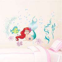 hotx【DT】 Cartoon Ariel Underwater Wall Stickers Kids Room Diy Anime Movie Decals