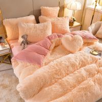 Caldwelllj Winter Soft Warm Luxury Plush Shaggy Duvet Cover Set Multi Solid Color Twin Full/Queen 1cs Bedding Beed Sheet Pillowcase