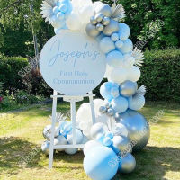 93pcs Doubled Macaron Blue Wedding 1 Birthday Party Arch Background Baby Shower Welcome Decoration Event Balloon Garland Kits