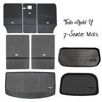 สำหรับ Tesla รุ่น Y 7-Seater 2020-2023 TPE Trunk Mat &amp; ที่นั่ง Anti-Kick Protector Cargo Liners รถ Boot Frunk Lower ช่อง Mat