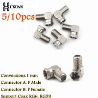 5/10pcs 90 Degree Right Angled TV Aerial Cable Connector RF Coaxial F Female Socket To TV Male Plug Coaxial Connector Clamps