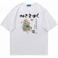 【New】ฤดูร้อนผู้ชายเสื้อ Hip Hop ญี่ปุ่นตลก Fisher Cat กราฟิกเสื้อ T 2023 Streetwear Harajuku Casual ฝ้าย Tops Tees Unisex