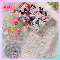 NQSW มิกซ์สไตล์ เครื่องประดับ Kawaii Rhinestones 3D ออกแบบพิเศษ หมี ตกแต่งเล็บ ผีเสื้อ