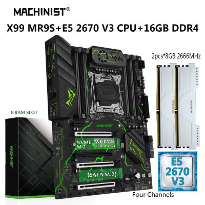 MACHINIST MR9S X99 Motherboard Set Kit Xeon E5 2670 V3 Processor LGA 2011-3 CPU 16GB=2*8G DDR4 RAM 3200Mhz Memory NVME M.2 SATA