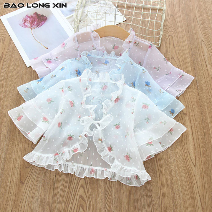 baolongxin-เสื้อคลุมป้องกันแสงแดดสำหรับผ้าคลุมไหล่เด็กผู้หญิง-เสื้อโค้ทเสื้อกั๊กบางๆเสื้อโค้ทเด็กเสื้อเสื้อนอกแบบเจ้าหญิงกลวงเสื้อผ้าปรับอากาศสำหรับเด็กขนาดกลางและใหญ่
