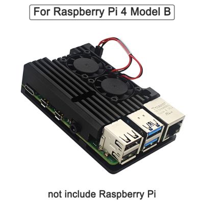 【☸2023 New☸】 fuchijin77 Raspberry Pi 4 4b เคส Raspberry Pi กล่องโลหะพร้อมเคสป้องกันอลูมิเนียมอัลลอยด์พัดลมทำความเย็นคู่สำหรับ Rpi 4/4b