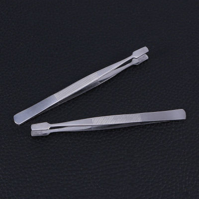 New 2pcs Stainless Steel Tweezers Stamps Philay Collector Tools Straight Spade Tong
