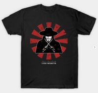 Classic V For Vendetta Retro Japanese T-Shirt Mens 100% Cotton Round Neck Short Sleeve T-Shirt