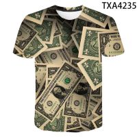 Summer USD U.S. Dollar Dollar Bills Money 3D Printed T Shirts Casual Boy Girl Kids Fashion Streetwear Men Women Children Tops