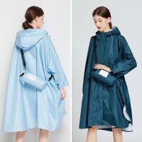 Solid Color Rain Coat Cover Trench Women Waterproof Raingear Raincoats Poncho Cloak Chubasqueros PU Coating With Storage Bag