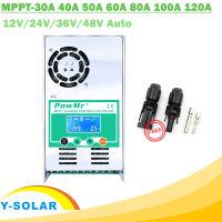 MPPT 120A  80A 60A 40A Solar Charge Controller Backlight LCD Solar Regulator 12V 24V 36V 48V Auto for Acid and Lithium Connector