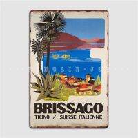 Brissago Ticino โปสเตอร์โปสเตอร์เมทัลมีคราบการเดินทางในสวิตเซอร์แลนด์โปสเตอร์ดีบุกสโมสรบาร์ในโรงภาพยนตร์โปสเตอร์ในโรงรถ