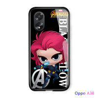 เคสใส่โทรศัพท์สำหรับ OPPO A18 A38การ์ตูนสำหรับเด็กผู้หญิงเคสโทรศัพท์สำหรับเด็กผู้ชายซูเปอร์ฮีโร่สำหรับผู้ชายเคส Ironman Spiderman เคสกระจกนิรภัยมันวาวเคส