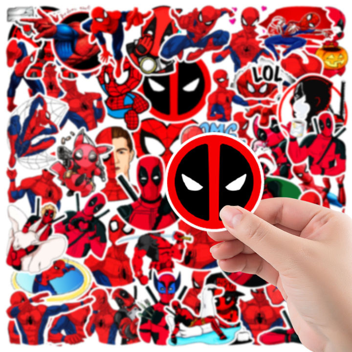 muya-50pcs-spider-man-deadpool-stickers-waterproof-cartoon-vinyl-stickers-for-laptop